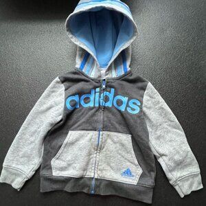 Adidas Kids Two-Tone Blue and Gray Hoodie